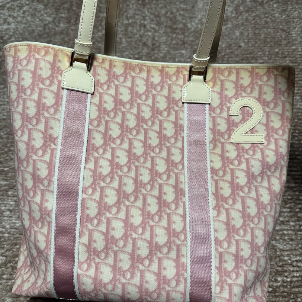 Dior Pink Monogram Tote with Leather Straps